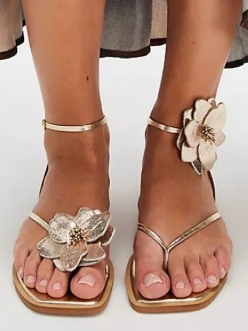 Free People Women's Mismatch Magnolia Sandals in GOLD, NEW